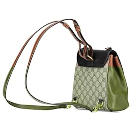 Gucci-Gucci Brown GG Supreme Padlock Backpack-Brown,Beige,Other