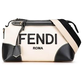 Fendi-Fendi White Medium Canvas By The Way Satchel-White,Cream