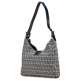 Fendi-Fendi Gray Zucchino Canvas Shoulder Bag-Brown