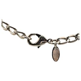 Chanel-Chanel Silver Silver Plated Resin CC Camellia Charm Necklace-Silvery,Other