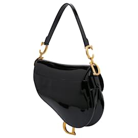 Dior-Dior Black Patent Saddle Bag-Black