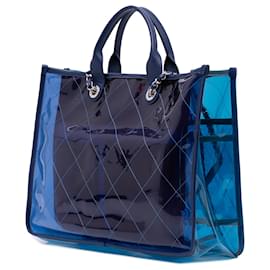 Chanel-Chanel Blue Medium PVC and Lambskin Coco Splash Shopping Tote-Blue