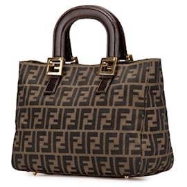 Fendi-Fendi Brown Small Zucca Canvas Twins Tote-Brown