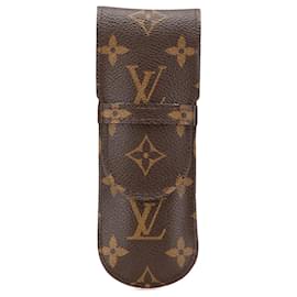 Louis Vuitton-Étui à lunettes rabat en monogramme marron Louis Vuitton-Marron