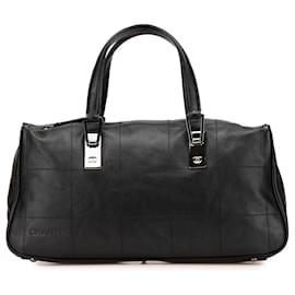 Chanel-Sac à main en cuir d'agneau noir à coutures carrées Chanel-Noir