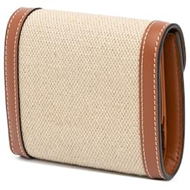Céline-Celine Brown Triomphe Canvas Tri-fold Wallet-Brown,Beige