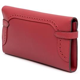 Hermès-Portefeuille Longue Kelly Ghillies en Swift Rouge Hermès-Rouge,Bordeaux