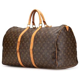 Louis Vuitton-Louis Vuitton Brown Monogram Keepall 55-Brown
