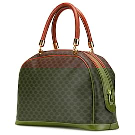 Céline-Celine Brown Macadam Coated Canvas Handbag-Brown