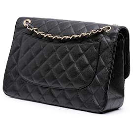Chanel-Chanel Black Jumbo Classic Caviar Double Flap-Black