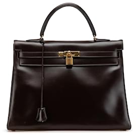 Hermès-Hermès Brown Box Calf Kelly Retourne 35-Brown,Dark brown