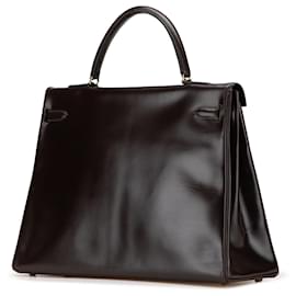 Hermès-Hermès Brown Box Calf Kelly Retourne 35-Brown,Dark brown