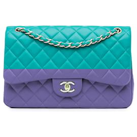 Chanel-Chanel Blue Jumbo Classic Lambskin Double Flap-Blue,Turquoise
