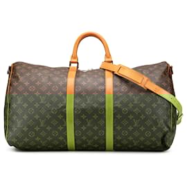 Louis Vuitton-Louis Vuitton Brown Monogram Keepall Bandouliere 55-Brown