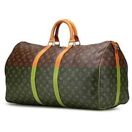 Louis Vuitton-Louis Vuitton Brown Monogram Keepall Bandouliere 55-Brown