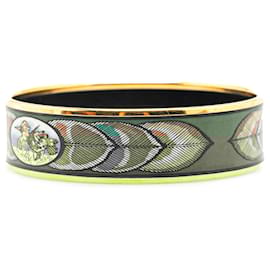 Hermès-Bracelet en émail Hermès vert large en plumes d'oiseau 65-Autre