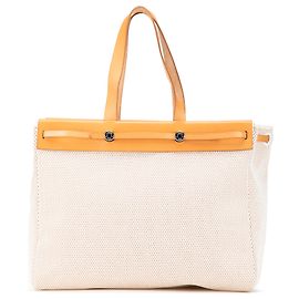 Hermès Bolsa Cabas GM Toile Marrom Herbag Marrom Bege
