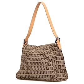 Fendi-Fendi Brun Zucchino Toile Mamma Pour Toujours-Marron,Marron clair