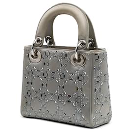 Dior-Dior Gray Mini Satin Cannage Strass Crystal Embellished Lady Dior-Brown