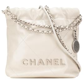 Chanel-Sac à main Chanel Brown Mini Shiny Calfskin 22-Marron,Beige