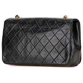 Chanel-Chanel Black CC Quilted Lambskin Full Flap-Black