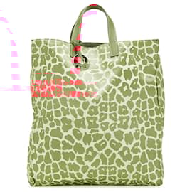 Fendi-Fendi Red Leopard Print Canvas Shopper Tote-Red