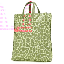 Fendi-Fendi Red Leopard Print Canvas Shopper Tote-Red