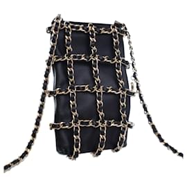 Chanel-Chanel Black Lambskin Tech Me Out Clutch With Chain-Black