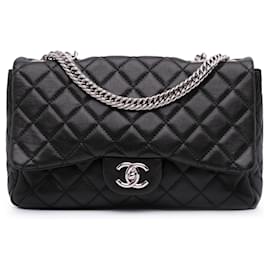 Chanel-Chanel Black Jumbo Classic Lambskin Bijoux Chain Single Flap-Black