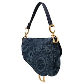 Dior-Dior Blue Denim Tie Dye Saddle Bag-Blue,Dark blue