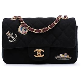 Chanel-Chanel Blue Mini Rectangular Classic Jersey Sailor Single Flap-Blue,Navy blue