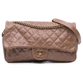 Chanel-Chanel Brown Large Quilted Glazed Caviar Shiva Flap-Brown