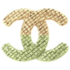 Chanel-Chanel Gold Gold Plated CC Brooch-Golden