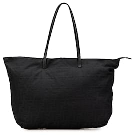 Fendi-Fendi Black Zucca Canvas Tote-Black