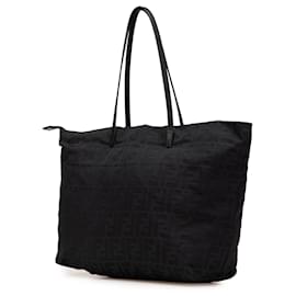 Fendi-Fendi Black Zucca Canvas Tote-Black