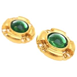 Chanel-Boucles d'oreilles rondes à clip en Gripoix plaquées or Chanel-Doré