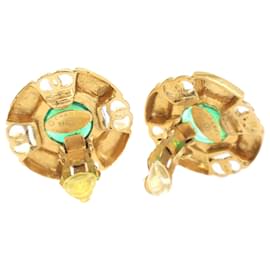 Chanel-Boucles d'oreilles rondes à clip en Gripoix plaquées or Chanel-Doré