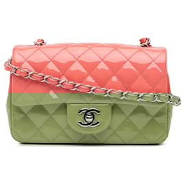 Chanel-Chanel Pink Mini Rectangular Classic Patent Single Flap-Pink