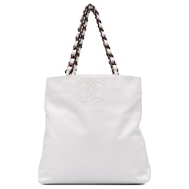 Chanel-Sac à main Chanel White CC Caviar Chain-Blanc