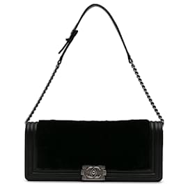 Chanel-Chanel Black Shearling East West Boy Flap-Black
