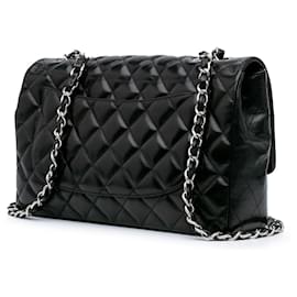 Chanel-Chanel Black Jumbo Classic Lambskin Single Flap-Black