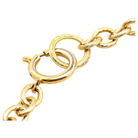 Chanel-Chanel Gold Gold Plated Quilted Oval Medallion Station Chain Link Necklace-Golden