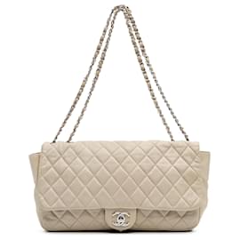 Chanel-Chanel Brown Jumbo Quilted Lambskin Coco Rain Flap-Brown,Beige