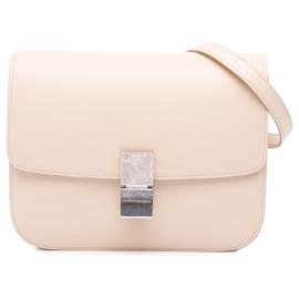 Céline-Celine Brown Medium Calfskin Classic Box-Brown,Beige