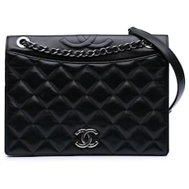 Chanel-Chanel Noir Moyen Ballerine en Cuir Agneau Matelassé-Noir