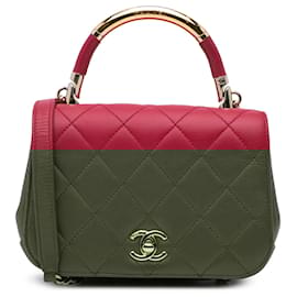 Chanel-Chanel Pink Mini Quilted Lambskin Carry Chic Flap-Pink,Other