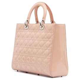 Dior-Dior Brown Large Patent Cannage Lady Dior-Brown,Flesh