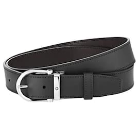 Montblanc-HORSESHOE BUCKLE BLACK/BROWN 35 MM REVERSIBLE LEATHER BELT-Brown,Black