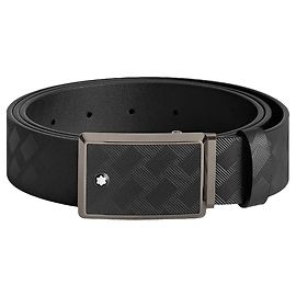 Montblanc 35 mm black leather belt Black