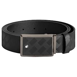 Montblanc-35 mm black leather belt-Black